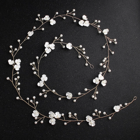 Elegante Vite per Capelli da Sposa Fatta a Mano Perla Artificial Cristallo Fiore Fascia per Capelli Gioielli per Capelli da Sposa per Donna Copricapo Romantico