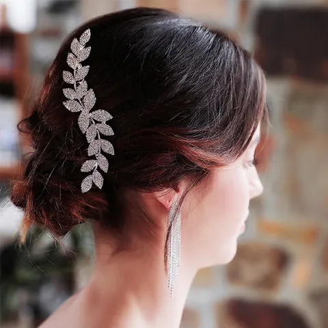 Europäischer Amerikanischer Stil Braut Haarkamm Legierung Strass Blatt Form Hochzeit Bankett Kopfschmuck Haar Accessoires Damen