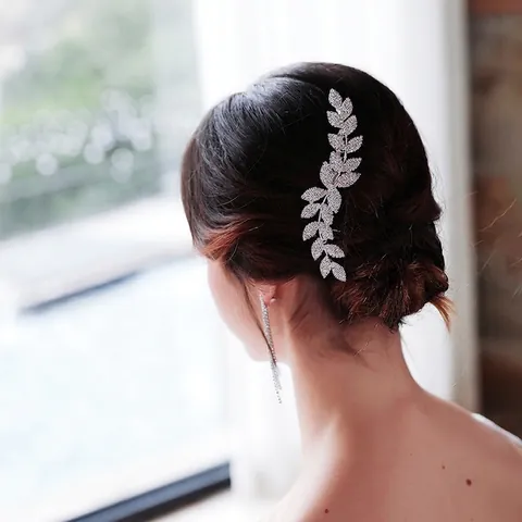 Europäischer Amerikanischer Stil Braut Haarkamm Legierung Strass Blatt Form Hochzeit Bankett Kopfschmuck Haar Accessoires Damen
