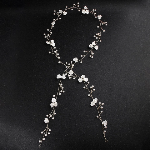 Elegant Handmade Flower Artificial Pearl Bridal Hair Vine Gold Tone Floral Headpiece For Wedding Banquet Party Women Hair Accessories