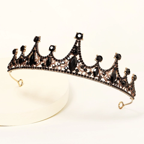 Barock Strass Krone Legierung Braut Tiara Für Damen Hochzeit Party Luxus Retro Durchbrochene Blume Design Haarschmuck