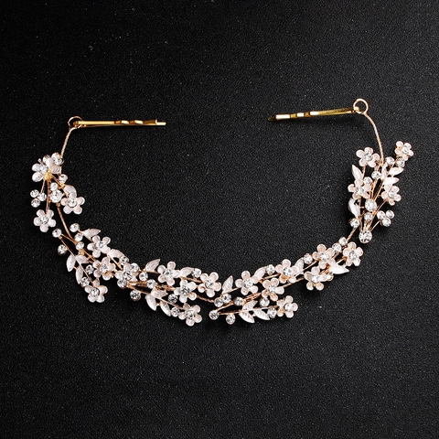 Western Style Bridal Hairband Alloy Rhinestone Floral Headpiece Wedding Party Photography Elegant Women Hair Accessories