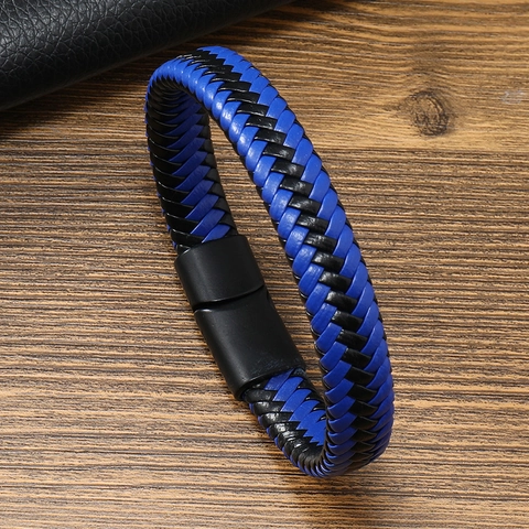 Vintage Braided PU Leather Bracelet For Men Simple Alloy Magnetic Clasp Woven Cord Bangle Daily Casual Party Jewelry Accessory