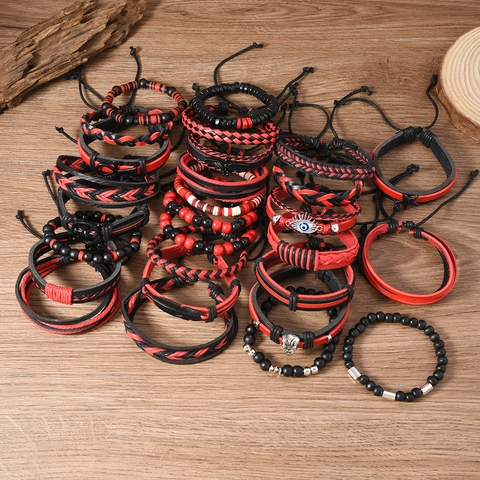 Bracciale Multistrato in Pelle PU Con Ciondoli in Lega di Leone Stella Timone Boho Vintage Punk Stile Gioielli Intrecciati a Mano Per Uomo Donna Unisex
