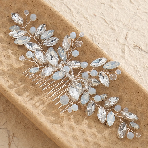 Pettine Per Capelli Da Sposa Fatto A Mano In Argento Con Strass Perle Artificiali Design Floreale Accessorio Festa Per Donna