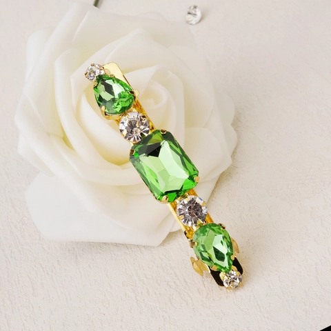 Fermaglio per Capelli Vintage con Strass di Cristallo Multicolore per Donna Lega Galvanizzata Accessorio per Capelli Geometrico