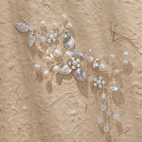 Cerchietto da Sposa Fatto a Mano Vintage Floreale con Perle e Strass Oro Argento Accessori per Matrimonio Donna Nuovo Stile Cinese