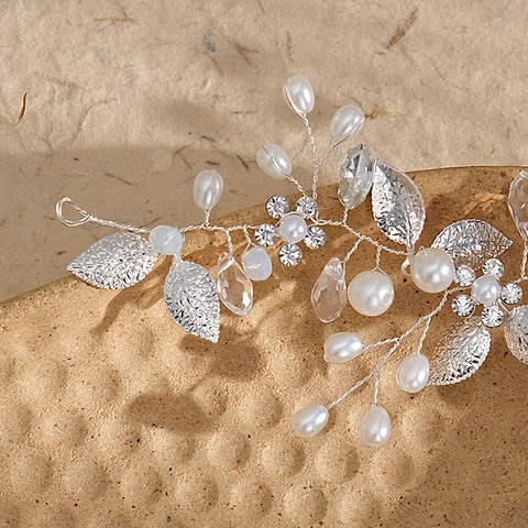 Cerchietto da Sposa Fatto a Mano Vintage Floreale con Perle e Strass Oro Argento Accessori per Matrimonio Donna Nuovo Stile Cinese