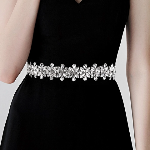 Elegant Bridal Wedding Dress Belt Rhinestone Artificial Pearl Satin Ribbon Sash For Women Party Formal Event Accessories