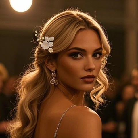 Bastoncino per Capelli Sposa Fiore Bianco Fatto a Mano Con Perla Artificiale Resina Forcina per Capelli Donna Gioielli