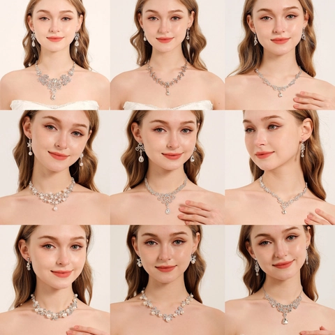 Braut Strass Kunstperle Halskette Und Ohrringe Elegant Luxuriös Hochzeit Schmuckset Für Damen Party Kleider Zubehör