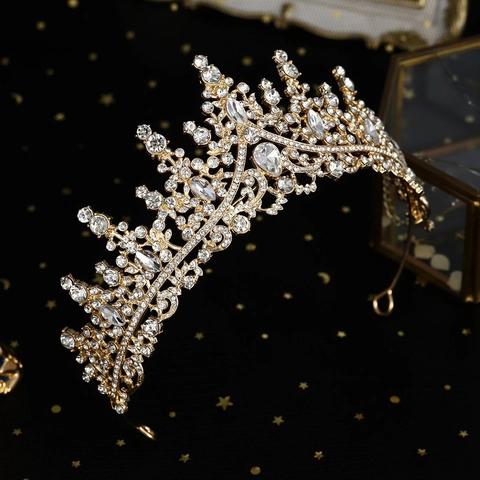 Barock Vintage Brautkrone Luxus Legierung Strass Hochzeit Diadem Für Damen Festzug Fotografie Haarschmuck Schmuck
