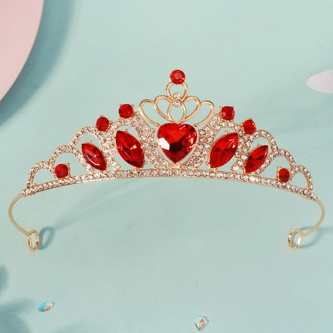 Kinder Prinzessin Krone Tiara Legierung Herzform Strass Haarschmuck Für Mädchen Geburtstag Hochzeit Party Aufführung Kopfschmuck