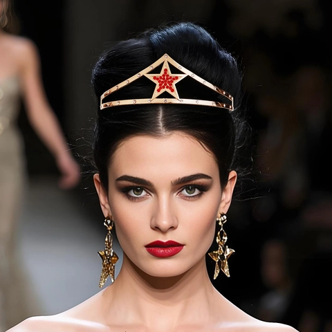 Luxury Alloy Rhinestone Star Tiara For Girls Birthday Party Dress Up Princess Crown Fashion Hair Accessories Jewelry
