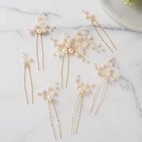 Handgefertigte Legierung Künstliche Perle Braut Haarstäbe Blattform Elegant Hochzeit Party Haarschmuck Für Damen Dekorative Haarnadeln