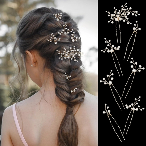 Handgefertigte Legierung Künstliche Perle Braut Haarstäbe Blattform Elegant Hochzeit Party Haarschmuck Für Damen Dekorative Haarnadeln