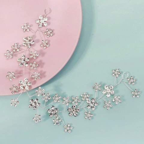 Vite per Capelli da Sposa Fatta a Mano Con Perla Artificiale Strass Fiore Fascia per Matrimonio Lega d'Argento Accessori Capelli