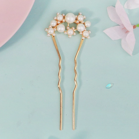 Bastoncino per Capelli a U Oro Vintage Con Perla Artificiale Strass per Donna Sposa Matrimonio Forcina in Lega Accessori per Capelli
