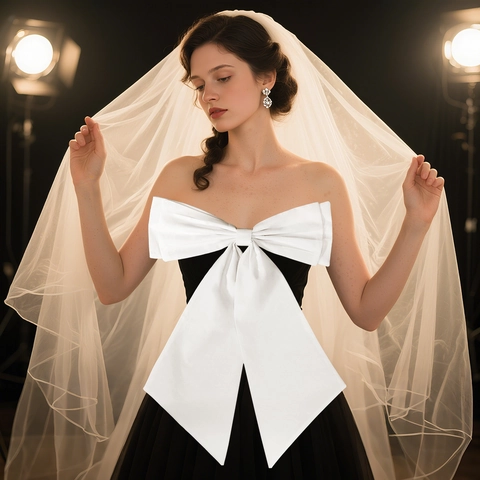 Elegante Lazo de Satén Blanco Grande Para Decoración de Vestido de Novia Lazo de Tela Desmontable Para Banquete Nupcial