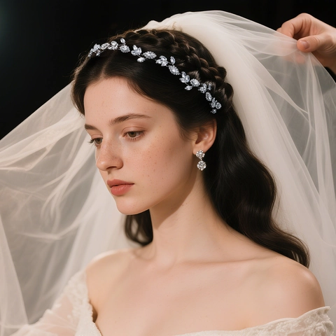 Vite per Capelli da Sposa Matrimonio in Lega d'Argento Strass Design a Fiori e Foglie Cerchietto Accessori per Capelli per Donna Ragazza Festa