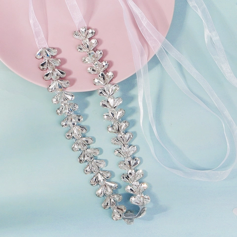 Cinturón de Novia con Diamantes de Imitación de Cristal Vestido de Novia Cadena de Cintura Con Cinta de Organza Blanca Mujer