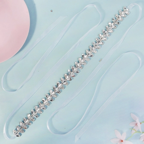Cinturón de Novia con Diamantes de Imitación de Cristal Vestido de Novia Cadena de Cintura Con Cinta de Organza Blanca Mujer
