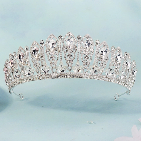 Lussuosa Corona da Sposa in Lega con Strass Elegante Diadema Nuziale Argento per Donna Festa di Compleanno Gioielli per Capelli