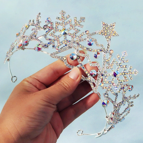Christmas Snowflake Reindeer Crown Tiara Alloy Rhinestone Princess Crown Festive Party Headpiece For Women Kids Accessories