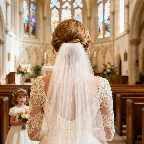 Eleganter Weißer Brautschleier Mit Künstlichen Perlen Tüll Hochzeit Kopfschmuck Mit Kunststoffkamm Für Braut JGA Mode Haarschmuck