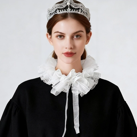 Ruffled Kant Valse Kraag Voor Vrouwen Halloween Circus Clown Kostuum Feest Podium Performance Kostuum Accessoires