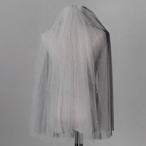Eleganter Weißer Brautschleier Mit Künstlichen Perlen Tüll Hochzeit Kopfschmuck Mit Kunststoffkamm Für Braut JGA Mode Haarschmuck