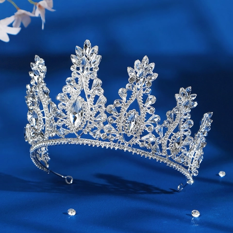 Vintage Barock Legierung Strass Brautkrone Tiara Luxus Kristall Hochzeit Festzug Party Haarschmuck Für Damen