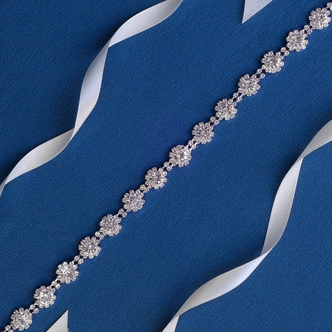 Elegant Bridal Wedding Sash Belt With Rhinestone Flower Inlaid Artificial Pearl Satin Ribbon For Gowns Party Women Accessories