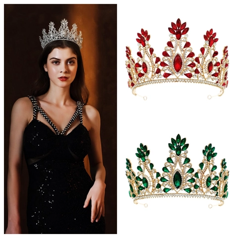 Vintage Barock Legierung Strass Brautkrone Tiara Luxus Kristall Hochzeit Festzug Party Haarschmuck Für Damen