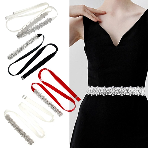 Luxury Rhinestone Bridal Sash Marquise Crystal Wedding Belt For Bride Dress Hand-Sewn Satin Ribbon Evening Party Gown Waistband Accessories