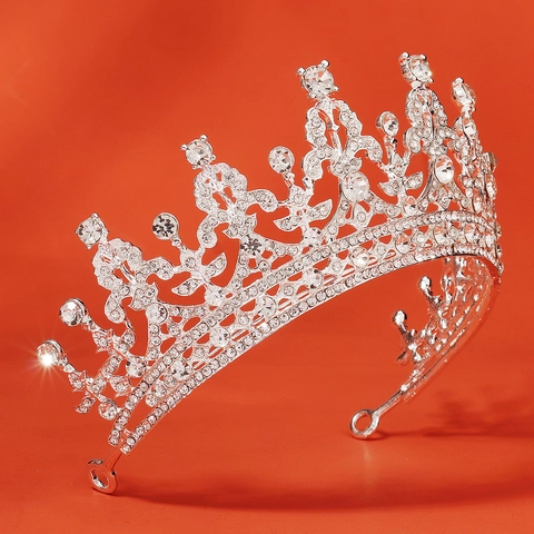 Barock Vintage Luxus Legierung Strass Krone Tiara Für Hochzeit Geburtstag Party Elegant Braut Gold Silber Kopfschmuck