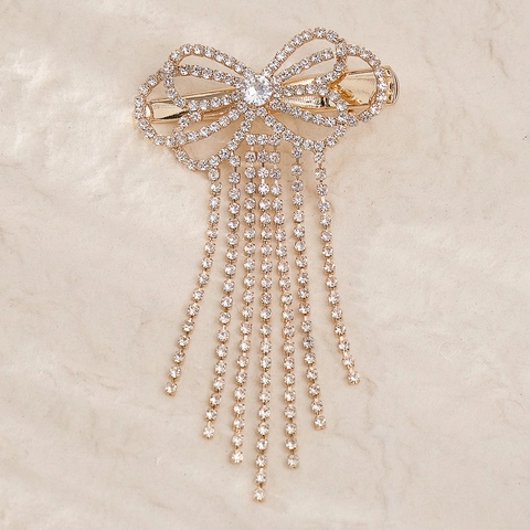 Pince à Cheveux Nœud Papillon Gland Style Coréen Alliage Strass Zircon Épingle à Cheveux pour Mariage Fête Femme Accessoires