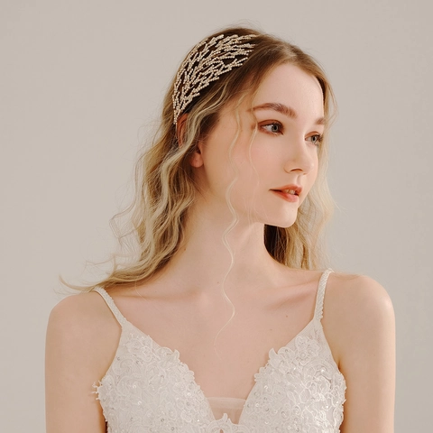 Vintage Bridal Crown Luxury Alloy Leaf Headpiece Wedding Evening Party Hair Accessory Gold Silver Rhinestone Headband
