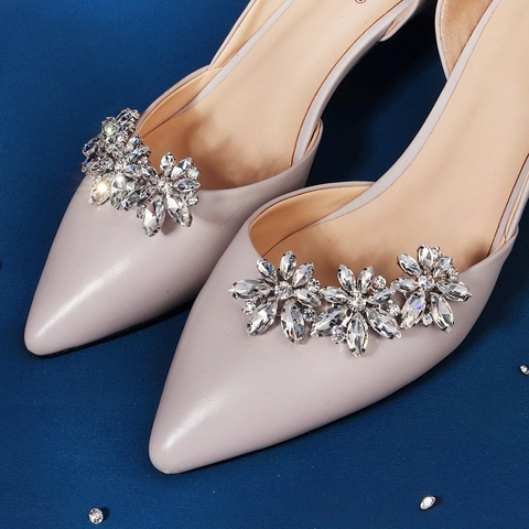 Lussuosi Clip per Scarpe in Lega con Fiori di Strass per Scarpe da Sposa Eleganti Fiori di Cristallo per Scarpe da Donna