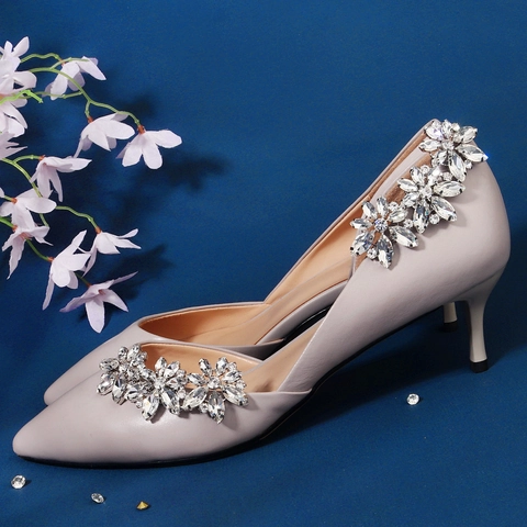 Lussuosi Clip per Scarpe in Lega con Fiori di Strass per Scarpe da Sposa Eleganti Fiori di Cristallo per Scarpe da Donna