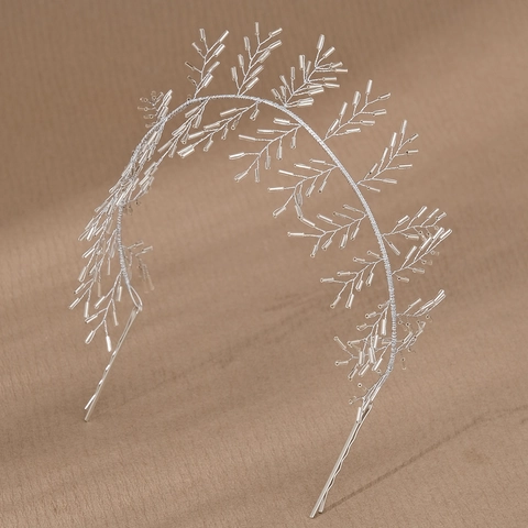 Fascia per Capelli da Sposa a Ramo Argento Fatta a Mano con Perline di Strass Accessorio Estetico Stile Foresta per Donna