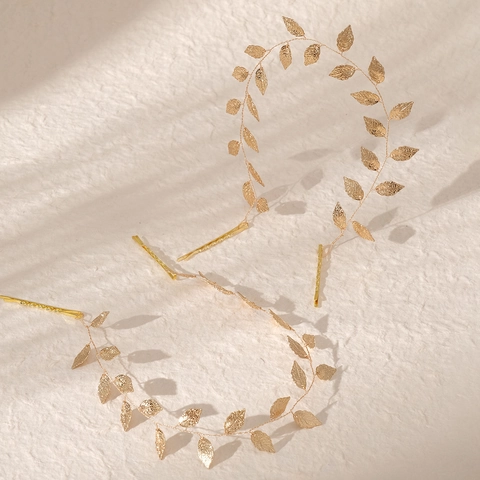 Χειροποίητο Χρυσό Φύλλο Νυφική Κορδέλα Μαλλιών Boho Forest Style Κράμα Χαλκού Στεφάνι Μαλλιών για Γάμο Πάρτι Γυναικεία Αξεσουάρ