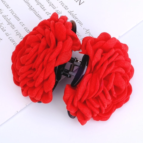 Large Elegant Mesh Rose Flower Hair Claw Clip For Women Handmade Floral Shark Clip Bridal Wedding Hair Accessories