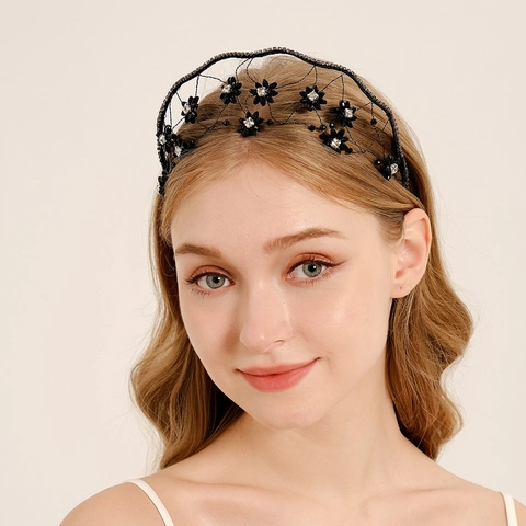 Cerchietto per Capelli in Cristallo Fatto a Mano con Fiori Intrecciati Elegante Tocado Sposa Strass Gioielli Matrimonio per Donna