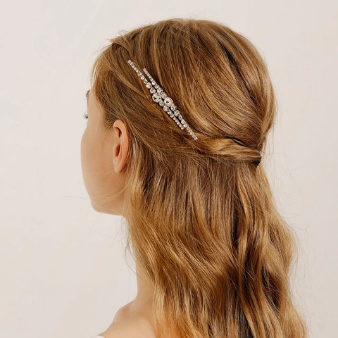 Eleganter Legierung Zirkon Strass Haarkamm Braut Kopfschmuck Hochzeit Bankett Accessoires Für Damen Vintage Styling-Tool