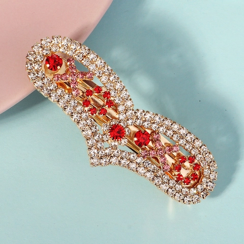Molletta per Capelli in Lega di Lusso Cuore Strass XOXO LOVE Elegante Oro Argento Cristallo Clip a Molla per Festa di Compleanno