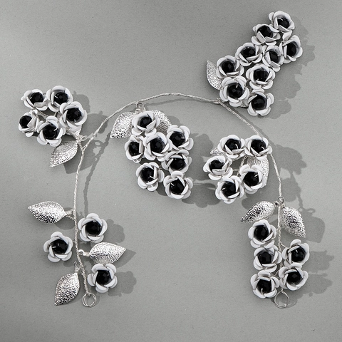 Schwarze Rose Haar Vine Vintage Gothic Stirnband Kupferdraht Acryl Kristall Blumen Haarschmuck Für Halloween Party Hochzeit Damen