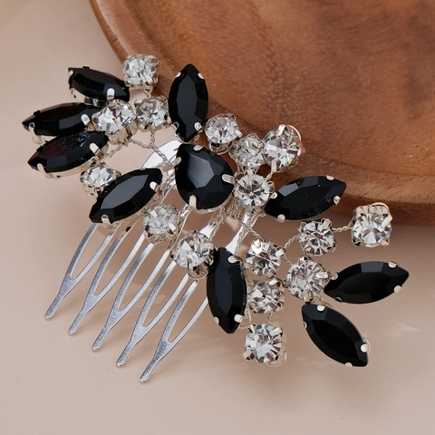 Vintage Strass Bloem Haarkam Elegant Bruids Hoofddeksel Voor Vrouwen Bruiloft Feest Kristal Bloemen Blad Haaraccessoire