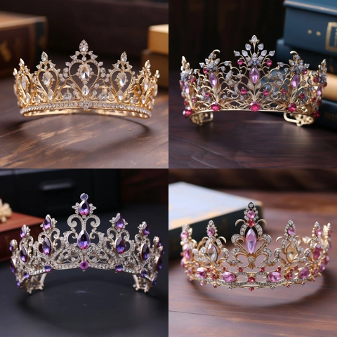 Barock Luxus Strass Brautkrone Königliche Tiara Für Hochzeit Party Festzug Palast Stil Legierung Haarschmuck Zubehör