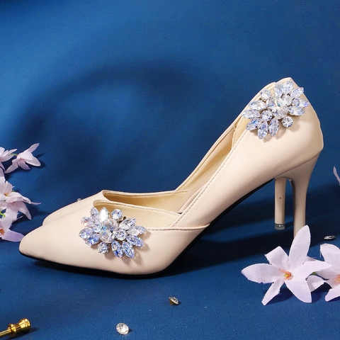 Luminose Clip per Scarpe in Strass per Tacchi da Sposa Decorazioni Rimovibili in Lega a Forma di Fiore per Matrimonio Donna